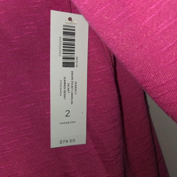 Elegant Vibrant Pink Draped Cardigan - Picture 5 of 7